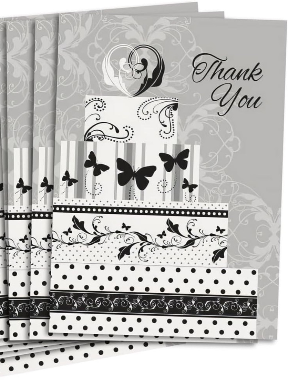 Victorian Wedding Thank You Notes, Elegant Gray Stationery Cards & Envelopes 8ct
